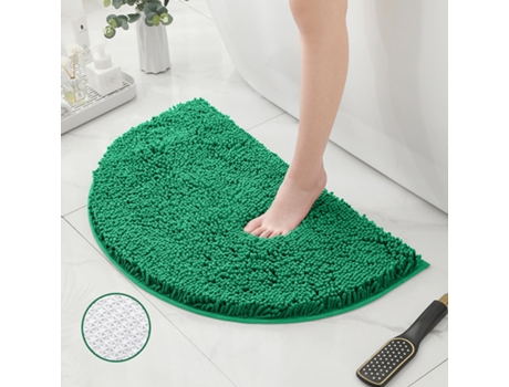 Alfombra de Baño LUUCOZK Antideslizantes Absorbentes Secado Rápido Decoración Baño Fondo Tpr Poliéster Verde (MeioCírculo40x60cm)