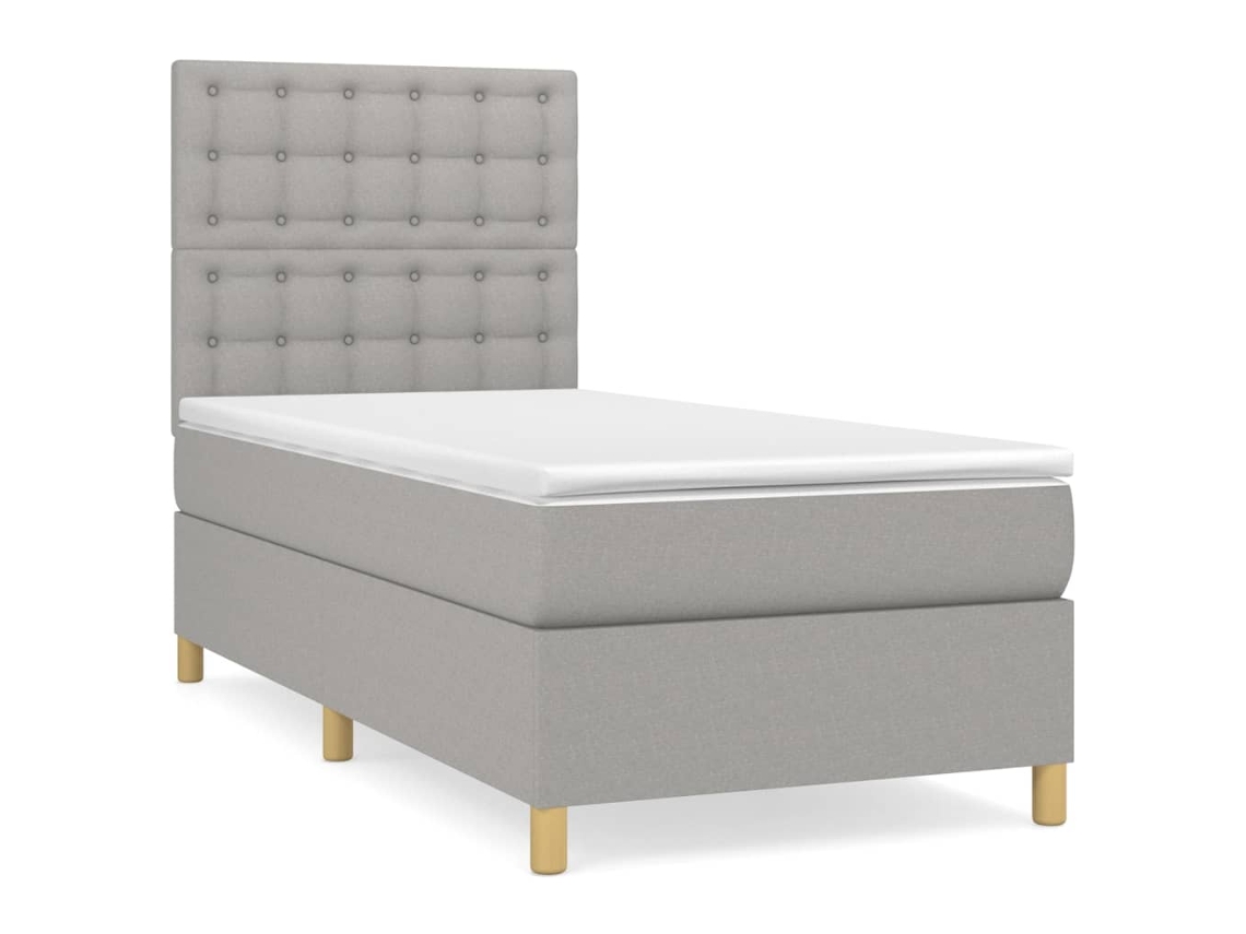 Maison Exclusive - Cama Box Spring Con Colchón Tela Gris Claro 90x190 Cm