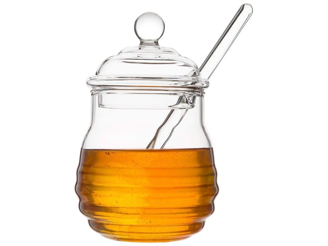 Tarro De Miel De Vidrio Con Cucharita Transparente 265 Ml 9 Onzas Para Regalo Y Conservas