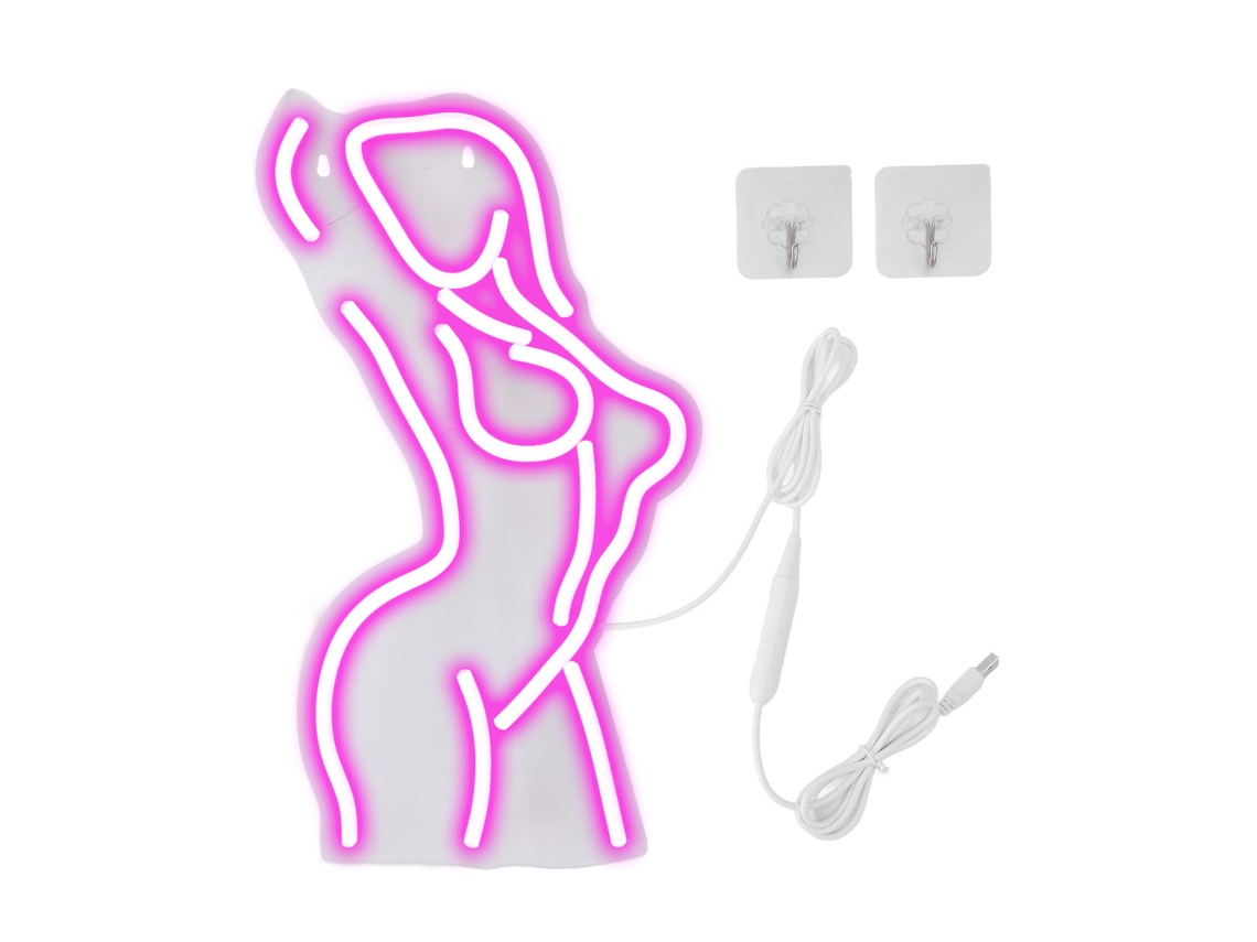 2026-luz De Neón Sexy Lady Led Usb Regulable Silicona Acrílico Luz Nocturna Decoración Pared Bar Club Fiesta Dormitorio Rosa