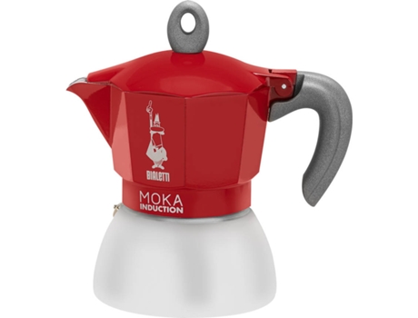Cafetera Tradicional Bialetti 0006944 moka induction 4 tazas aluminio 0.16 l rojoplata de adecuada para todo tipo placas 190