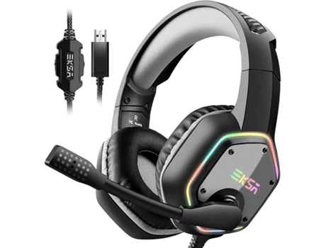 Eksa Auriculares USB para juegos con sonido envolvente 7.1, auriculares para juegos Ps4, auriculares para juegos de PC con micrófono con cancelació...