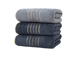 Toallas De Baño De Forro Polar Coral, Paquete De 3, Tamaño 90*170 Cm, Suaves Y Absorbentes (negro, Gris) Czhhmart