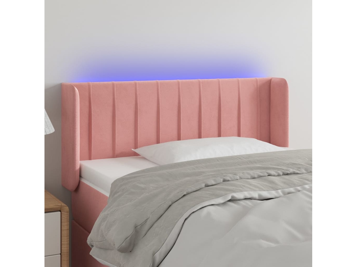 Cabecero Con Led De Terciopelo Rosa 83x16x78/88 Cm