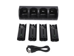 Set De Cargador De Baterías Para Control Remoto Para Carga De Control Remoto Wii/wiiu, Incluyendo 4 Piezas De Baterías Recargables De 2800 Mah