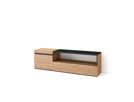 Mueble TV Televisión 150x45x35cm Para TV hasta 65 Con almacenamiento Roble y negro