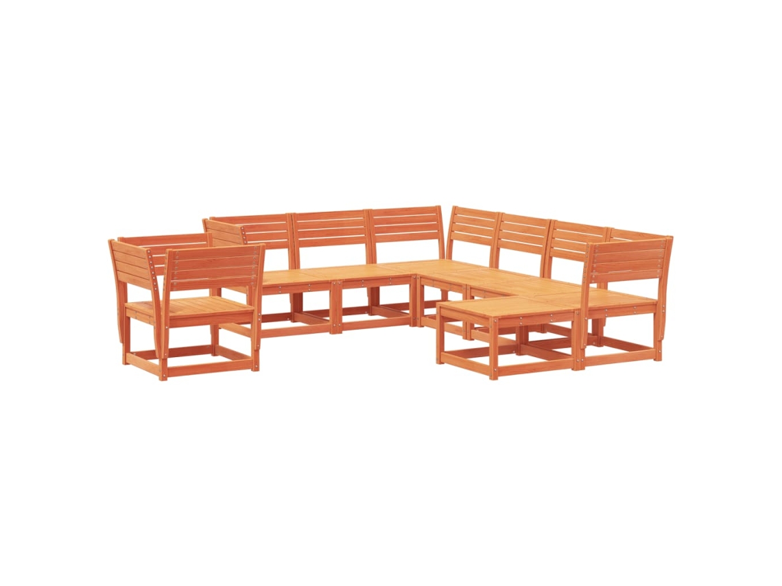 Maison Exclusive - Juego De Muebles Jardín 8 Pzas Madera Maciza Pino Marrón Cera