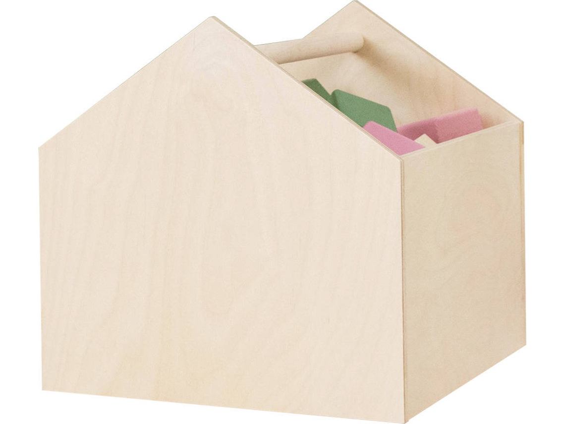 Caja de Almacenamiento BENLEMI House (Marrón - Aglomerado Abedul Natural - 33x37x33 cm)