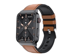 Reloj inteligente E500 con pantalla cuadrada HD de 1,83 pulgadas y correa de cuero Ly Ebike (negro)