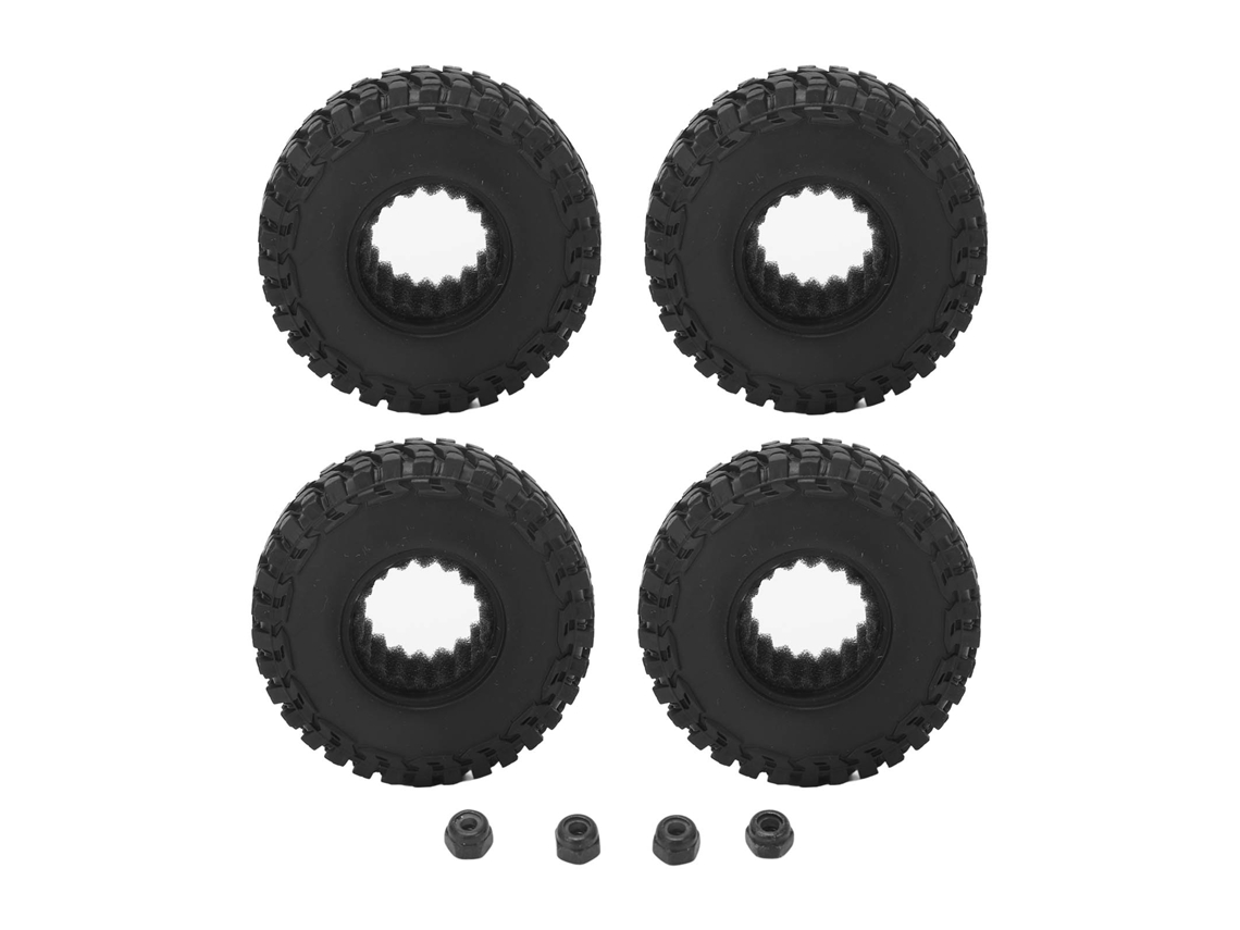4 Neumáticos De Goma Negra Con Gran Amortiguación Y Tornillos Antideslizantes Para Coche Rc Axial Scx24 1/24
