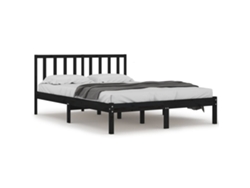 Maison Exclusive - Estructura De Cama De Madera Maciza De Pino Negra 140x190 Cm