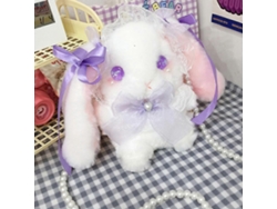 Bolso bandolera Lolita para mujer, bolso de hombro de peluche con forma de conejo, bolso mensajero morado