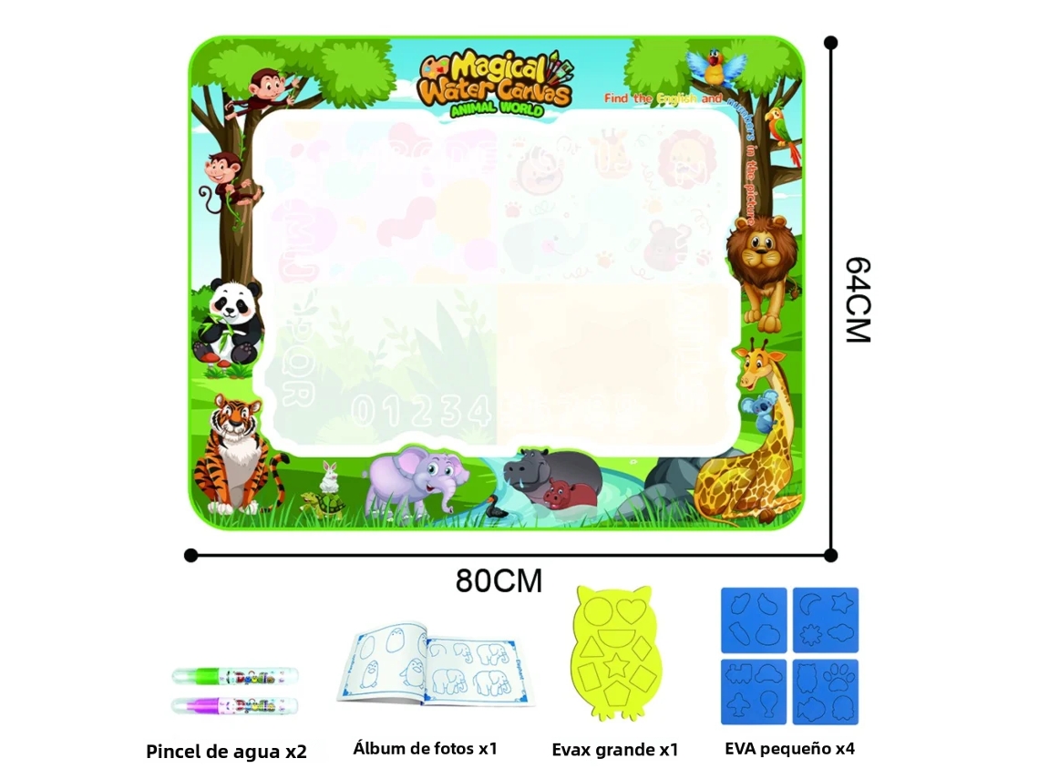 Tapete Mágico Para Pintar Con Acuarela (animal, 64 X 80 Cm), Extragrande, Juego De Juguetes Para Grafitis Con Acuarela, Tablero De Dibujo