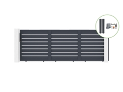 Pack Puerta corredera CASANOOV Vogel - Gris - Aluminio - 450 cm x 160 cm + 2 postes + motor TANKER C600