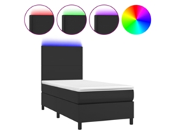 Maison Exclusive - Cama Box Spring Y Colchón Led Cuero Sintético Negro 90x200 Cm