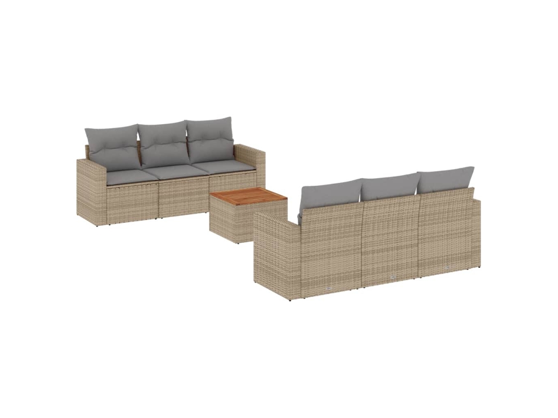 Maison Exclusive - Set Sofás De Jardín 7 Piezas Y Cojines Ratán Sintético Beige