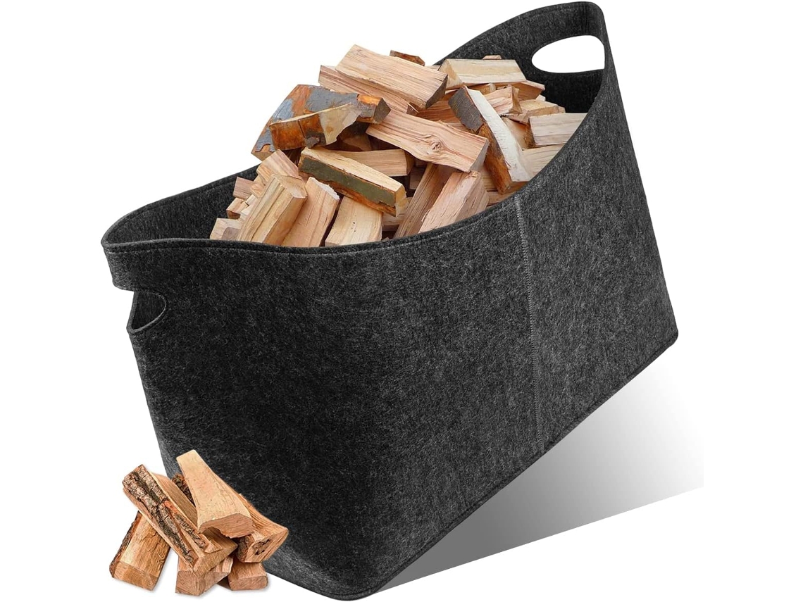 Cesta de madera de fieltro, Cesta de madera de fieltro para chimenea, Bolsa para chimenea, Madera