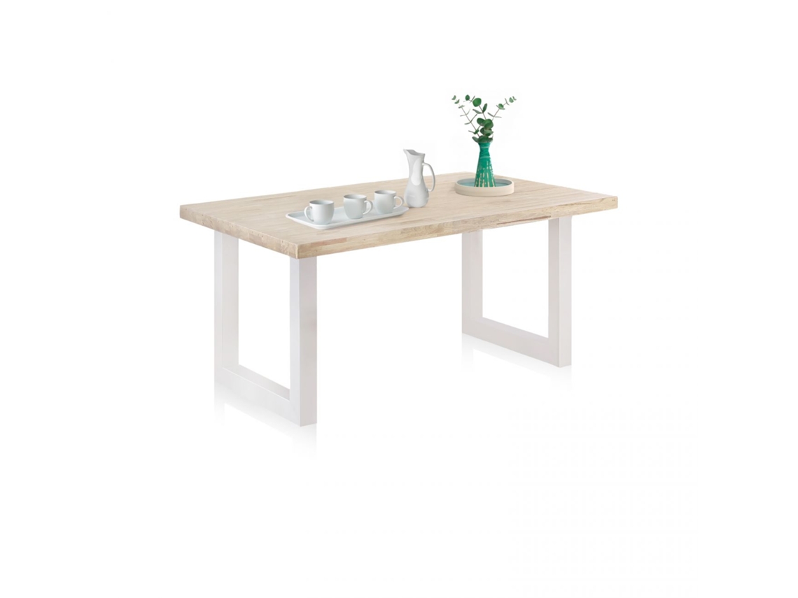 Mesa de exterior Masi Roble salvaje - Blanco 160 x 76 x 90 cm