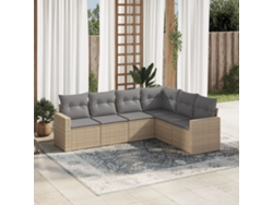 Conjunto de 6 sofás de jardín con cojines de mimbre beige Dkd Home Decor