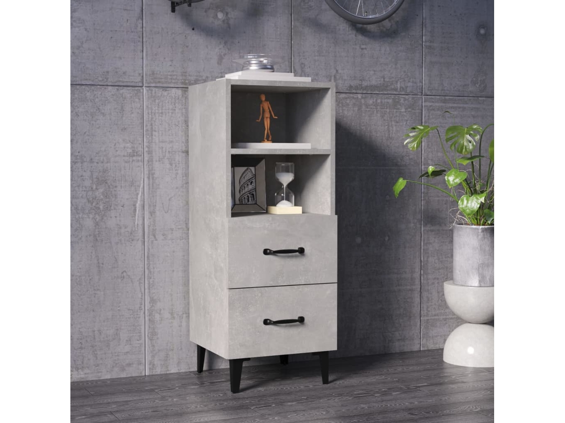 Aparador De Madera Contrachapada Gris Hormigón 34,5x34x90 Cm