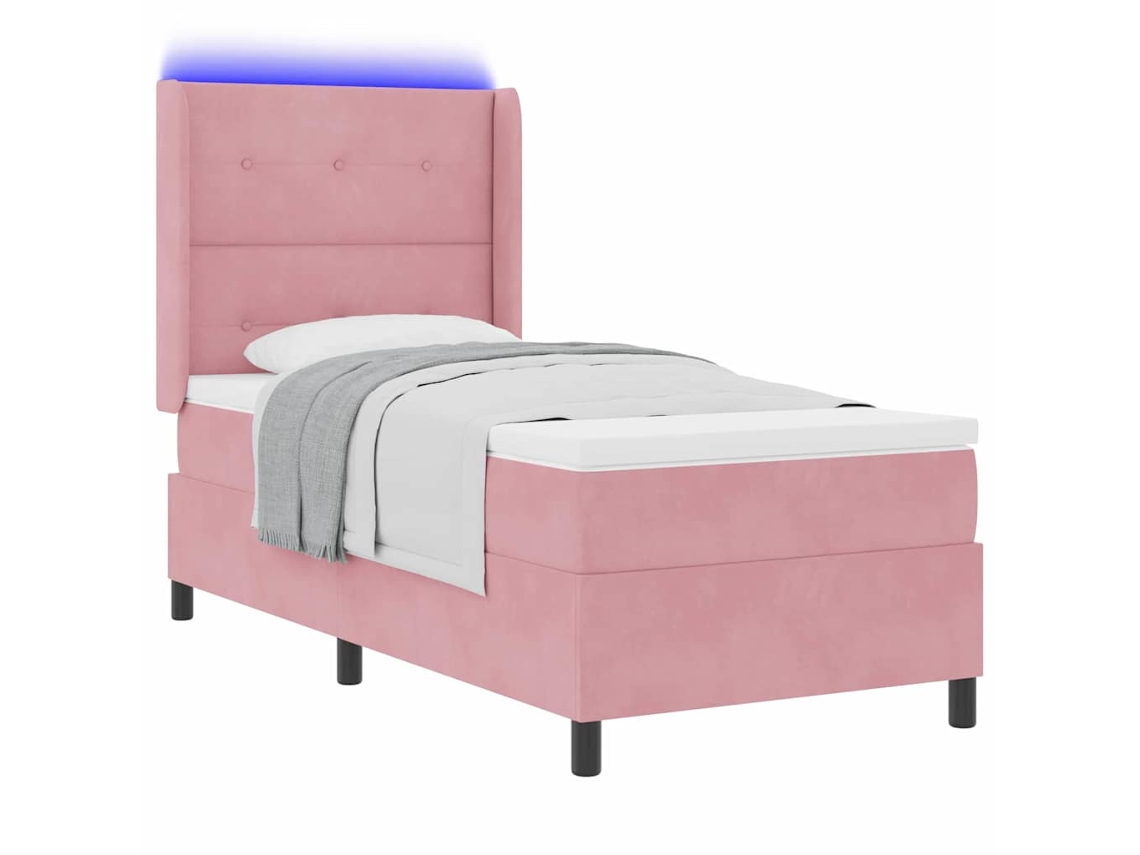 Maison Exclusive - Cama Tipo Box Spring Con Colchón Rosa 90 X 190 Cm Terciopelo
