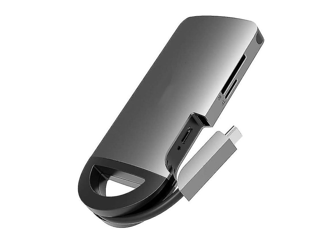 Concentrador USB C portátil 8 en 1, USB C, 100 W de potencia, HDMI 4K, 3 USB 3.0, lector de tarjetas SD/Micro SD, RJ45 de 1 Gbps, para MacBook Pro/Air gris. Bestvite