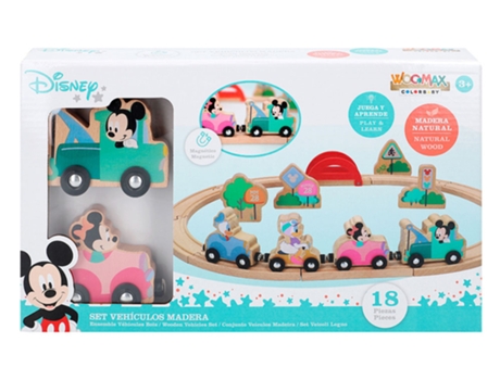 Juguete de Madera WOOMAX Tren Mickey y Minnie (37x3x7,5 cm - 18 meses)