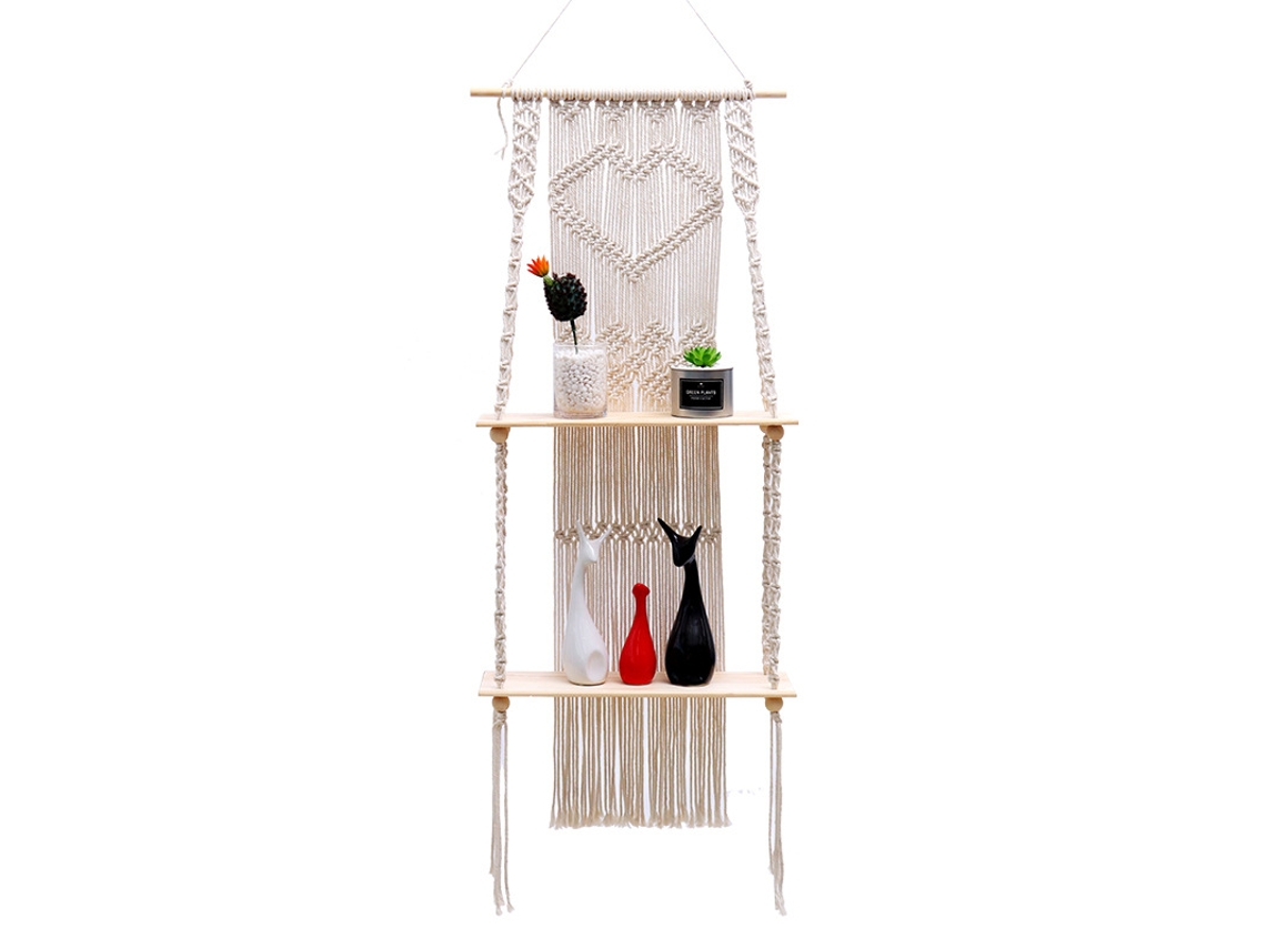Tapicería Macramé Con Estante 150x50 Cm Decoración