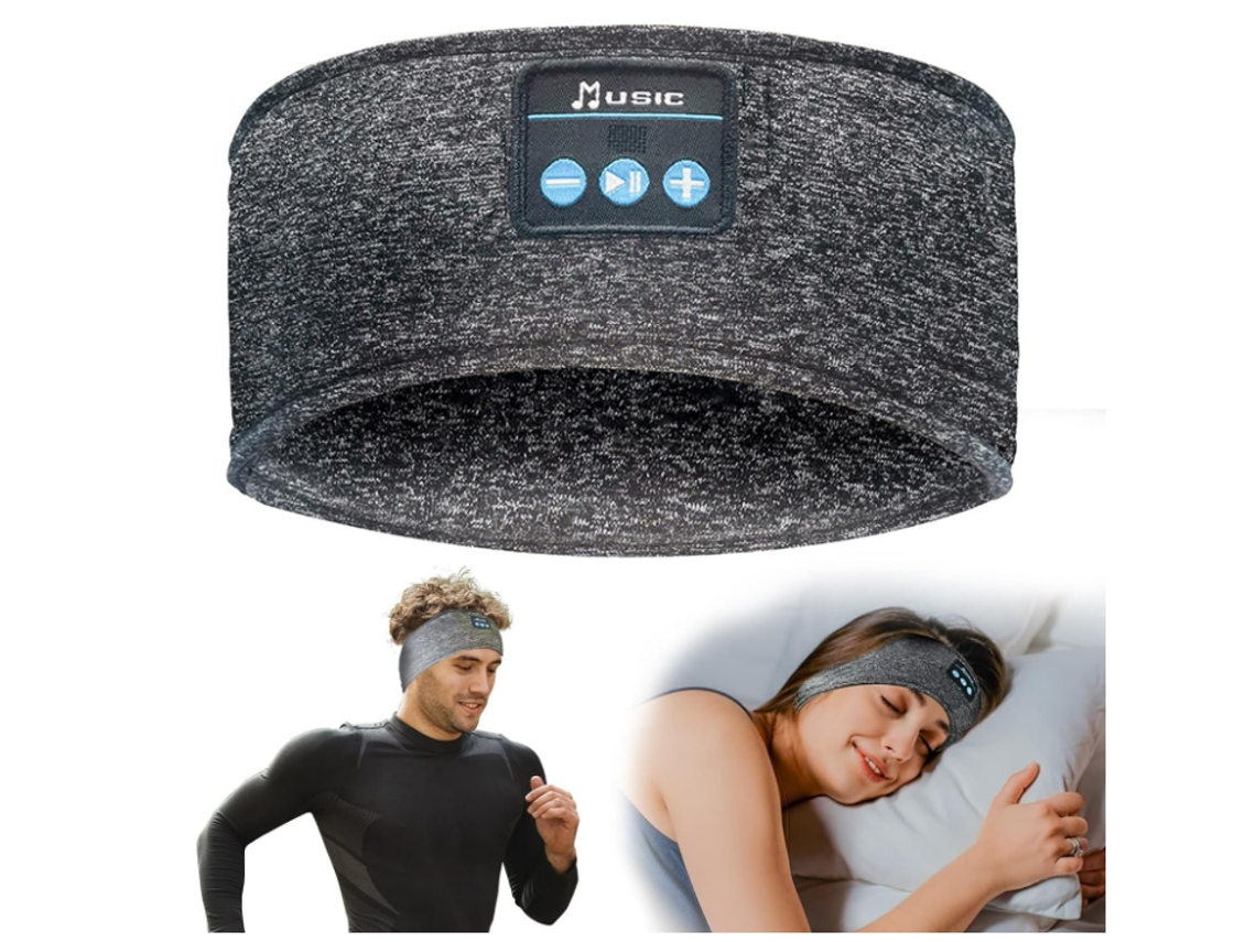 Diadema inalámbrica Bluetooth ajustable JIAPEI para dormir de lado, cómoda, práctica, gris.