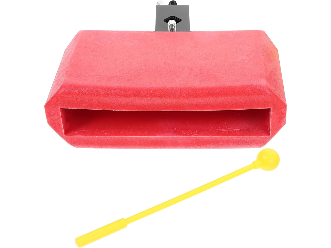 Accesorio Para Tambor: Cencerro Rojo De Plástico Y Metal, Percusión Latina Portátil.