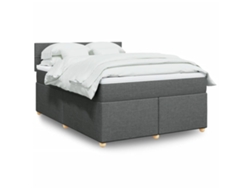 Cama Box Spring Con Colchón Tela Gris Oscuro 160x200 Cm