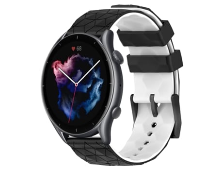 Correa de reloj inteligente para Amazfit 3 22 mm Textura de fútbol Correa de silicona bicolor (negro + blanco)