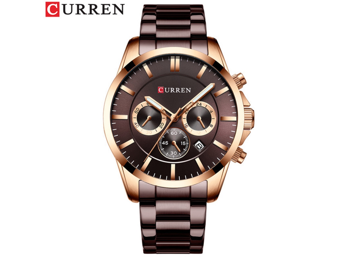 Reloj De Pulsera Moderno Para Hombre (marrón Café) Resistente Al Agua, Con Seis Manecillas Y Correa De Acero Inoxidable Multifuncional.