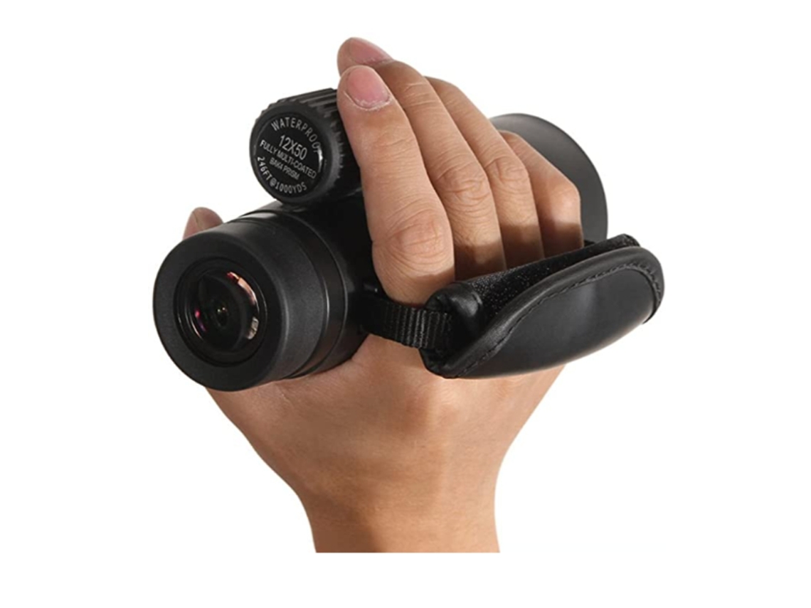 Telescopio monocular Bestvite impermeable de 12 x 50 con visión trasera de alta potencia para deportes de observación de aves al aire libre (negro)