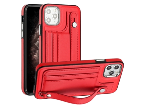 Funda Mobile Phone Cases Shockproof With Wrist para iPhone 11 Pro Max Piel Marrón