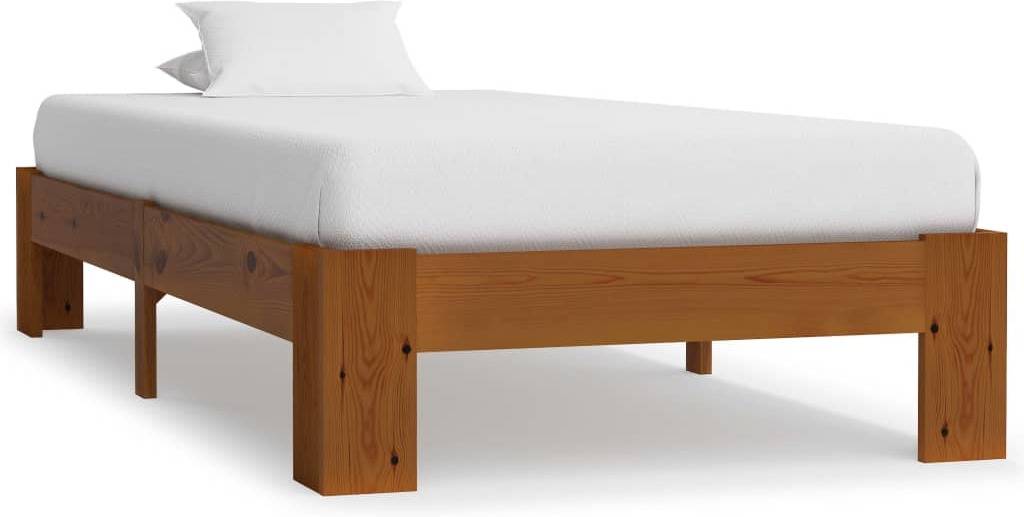 Cama VIDAXL 283286 Pino Macizo Marrón Claro (Compatible con Colchón: 90x200 cm)