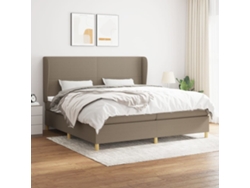 Cama Box Spring Con Colchón Tela Gris Taupe 200x200 Cm