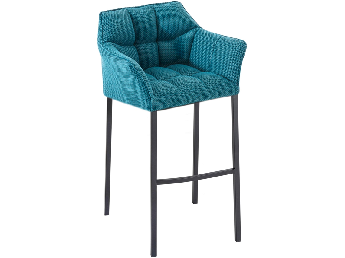 Taburete de bar de tela Damaso con 4 patas color turquesa/negro Clp