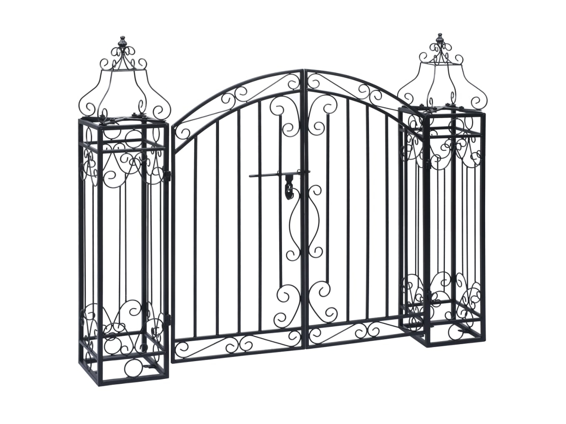 Puerta de jardín ornamental de hierro forjado de 122 x 20,5 x 100 cm Wsd587597 Lovely House