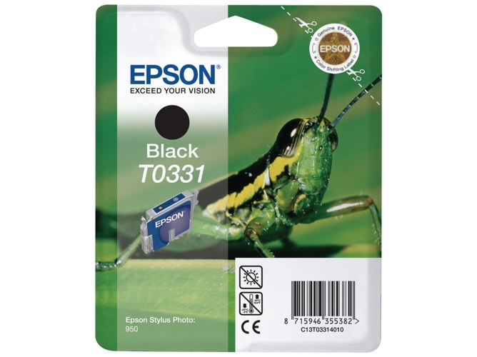 Cartucho de tinta original EPSON, T0331, Saltamontes 17 ml , Negro, C13T03314010