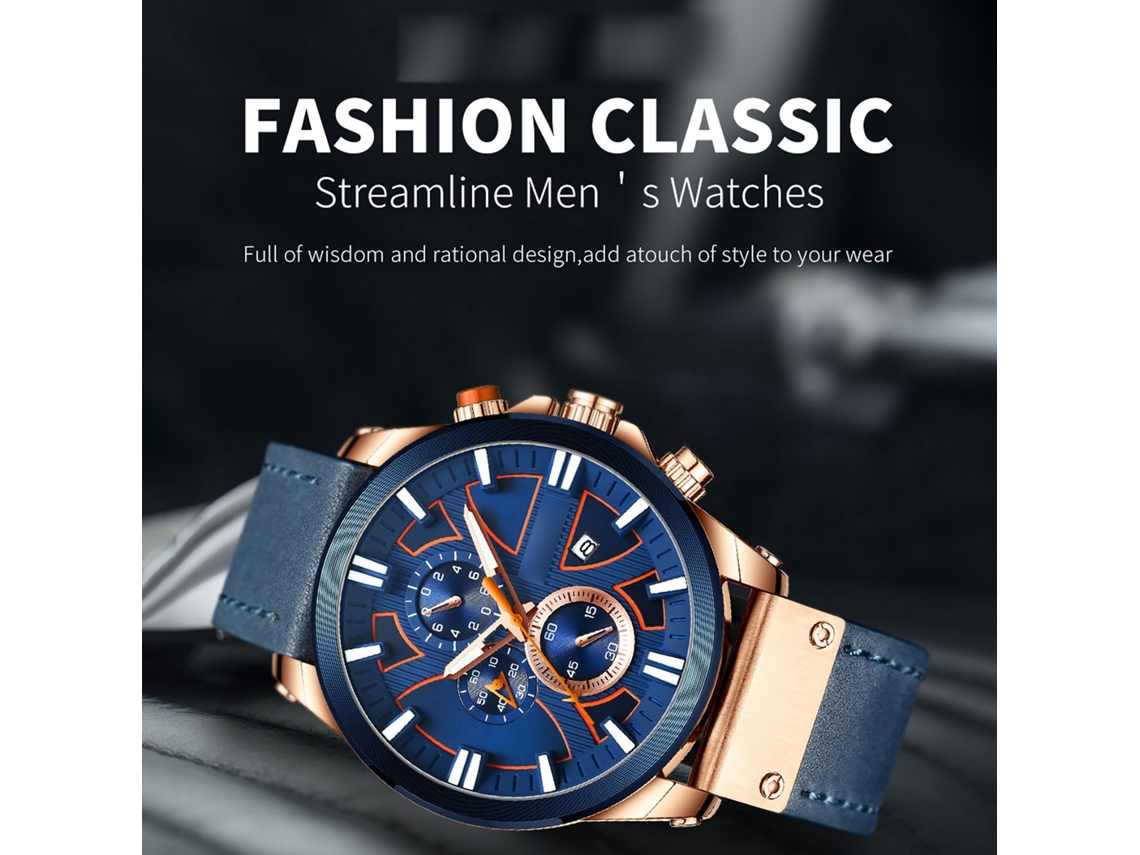 Reloj Curren 8346 Para Hombre, Cronógrafo Luminoso, Resistente Al Agua, Correa De Cuero.