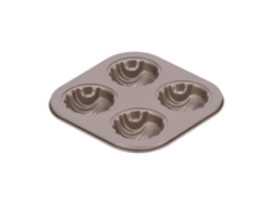 MEOIRUERY Molde de Horno Cuadrado con 4 Cavidades, Antiadherente, de Acero al Carbono Duradero, para Microondas (Molde Profundo)