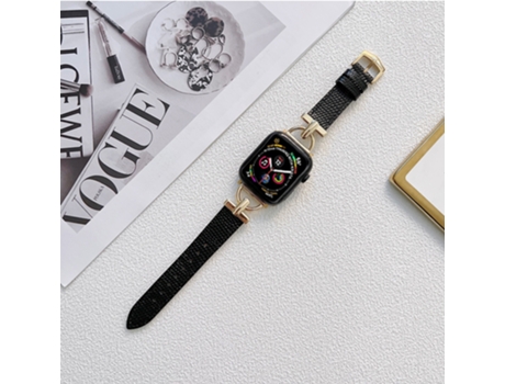Correa para Smartwatch Acero + Cuero Genuino Forma D para Apple Watch Series 9, 8 y 7 41mm / SE 3 y SE 2 y 6 y SE y 5 y 4 40 mm / 3 y 2 y 1