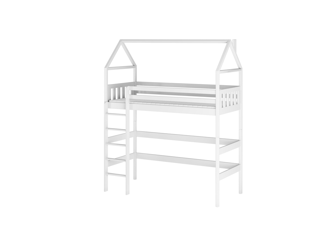 Cama Infantil FURNLUX Gloria (Blanco, Madera Maciza - 98X198X227 Cm / 90X190 Cm)