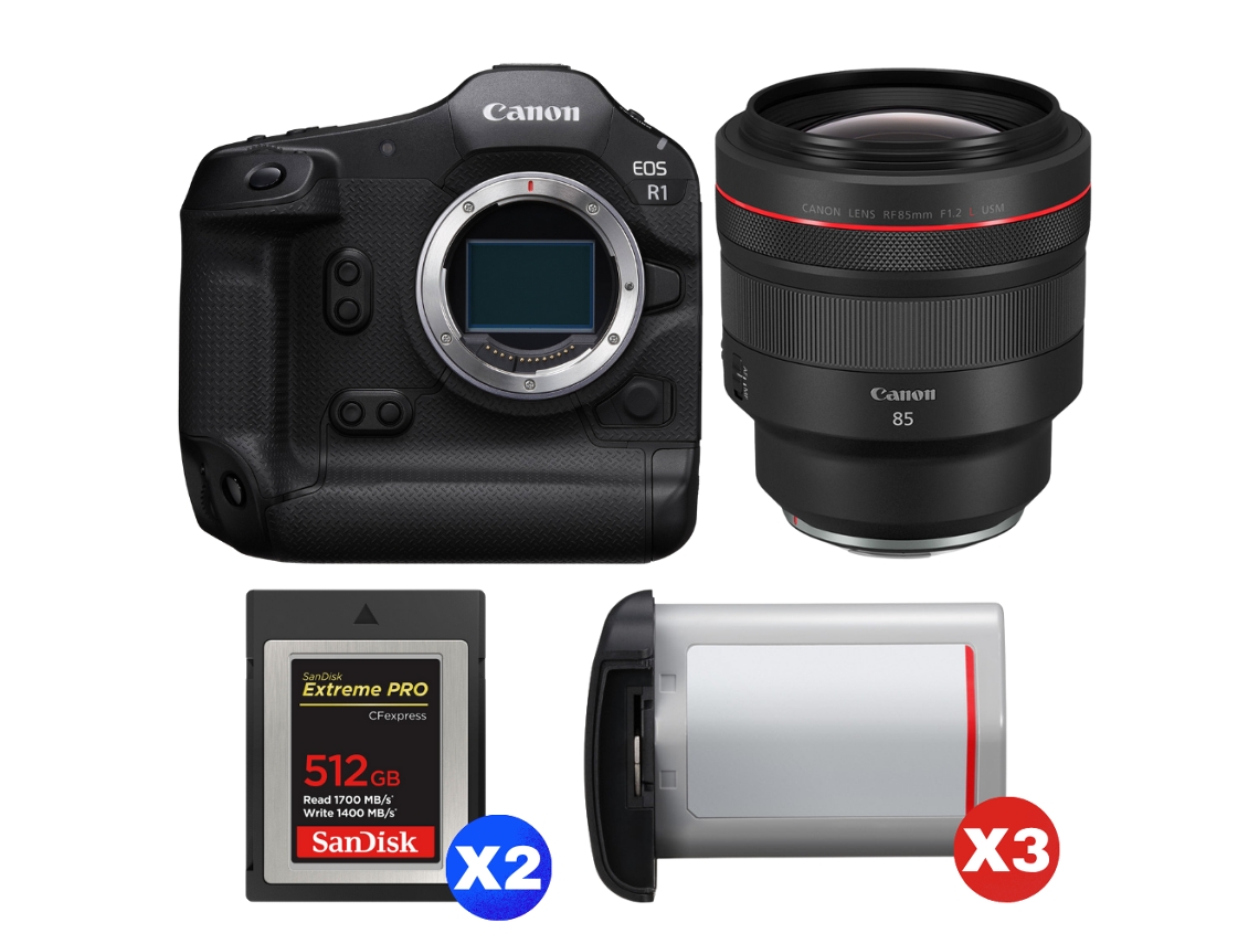 Canon Eos R1 + Rf 85mm F/1.2 L Usm + 2 Sandisk 512gb Extreme Pro Cfexpress Type B + 3 Canon Lp-e19 + Ebook “20 Consejos Para Fotos Que Impactan”