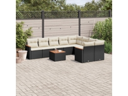Conjunto de sofás de jardín de 10 piezas DKD Home Decor con cojines de mimbre negros