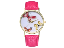 Reloj Analógico Para Hombre Zhoulianfa Con Correa De Piel Sintética Rosa Intenso Y Movimiento De Cuarzo.