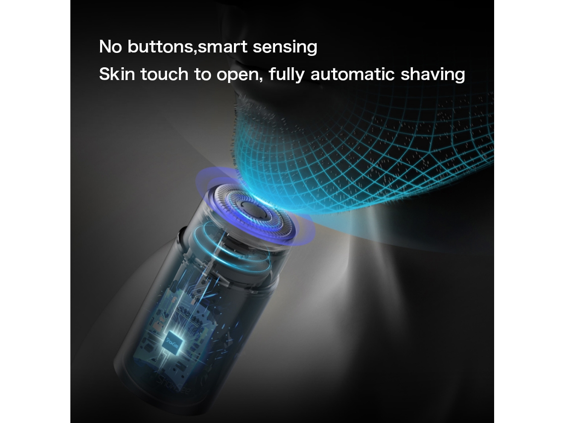 Afeitadora Inteligente Showsee, Sensor Táctico, Sin Botones, Carga Rápida, Resistente Al Agua Ipx7, Portátil, Negra.