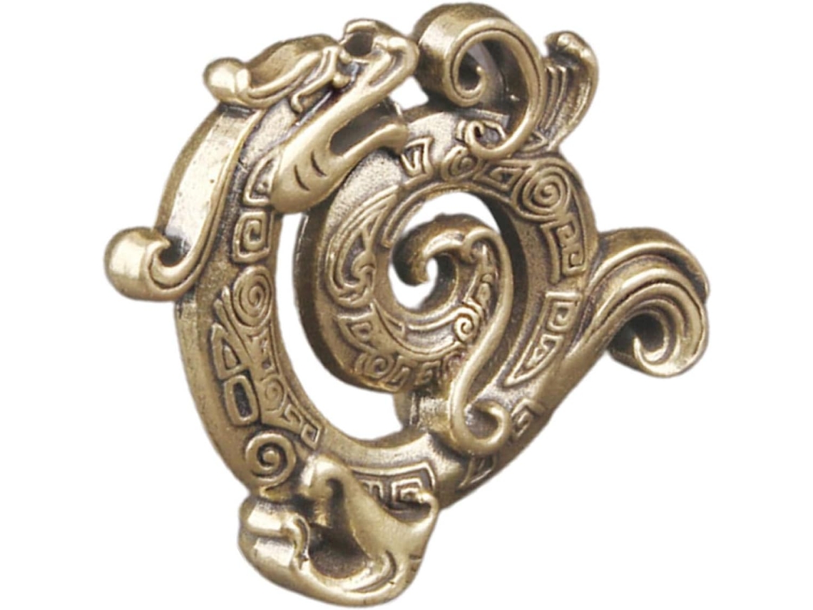 Exquisita Figura Retro Dragón Latón Escultura Decorativa Zodíaco Chino Oficina Estable Agradable Tacto