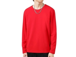 Camiseta De Manga Larga Cuello O Para Hombre Tela Suave Invierno Otoño Rojo Oscuro Moda Casual S Rojo Oscuro